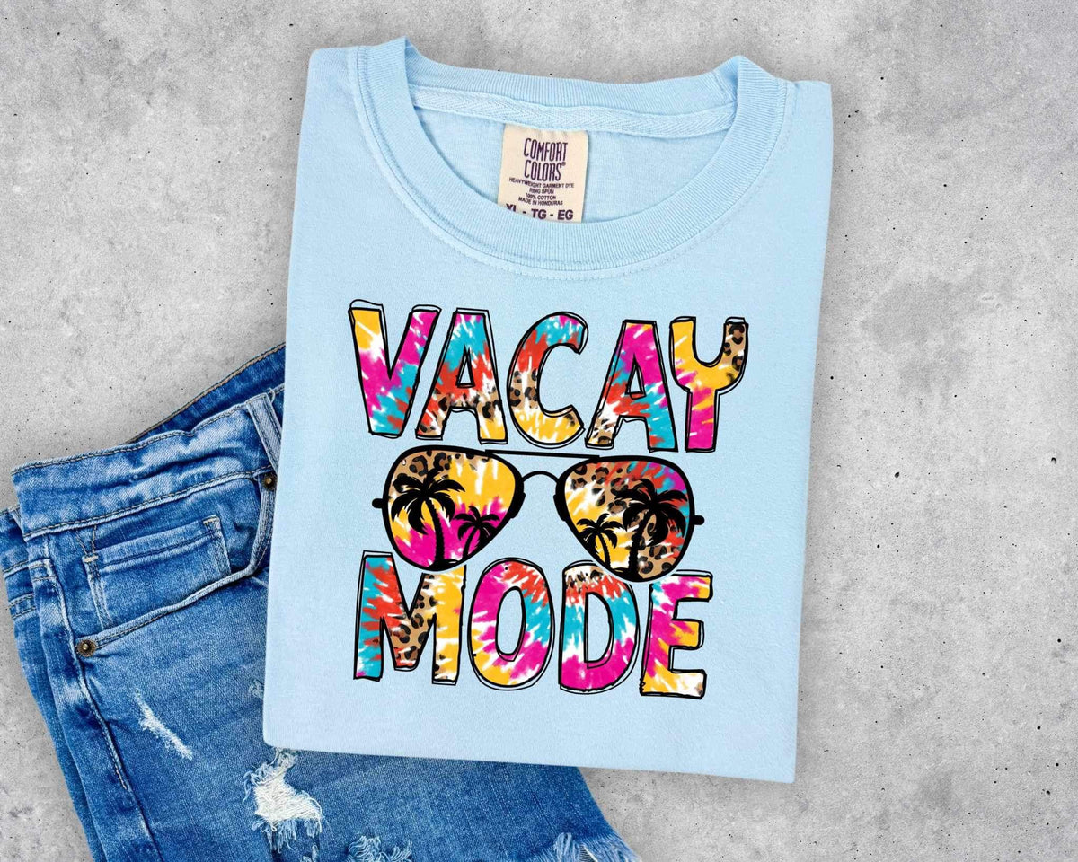 Vacay mode tie dye and shades 26613 DTF transfer