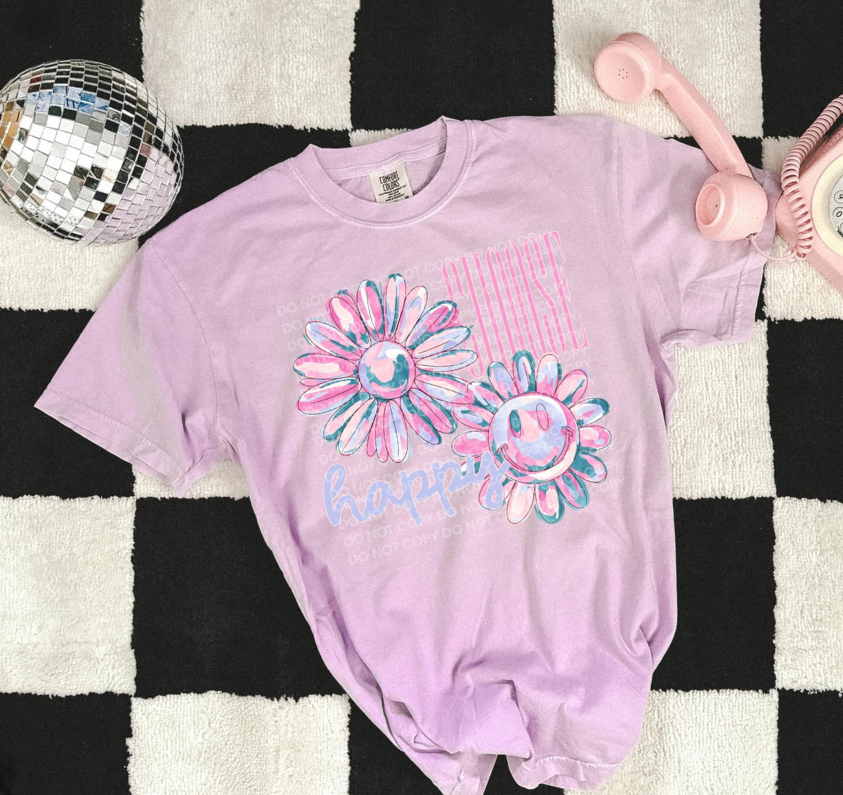 Choose Happy Painted flowers SCG DTF transfer