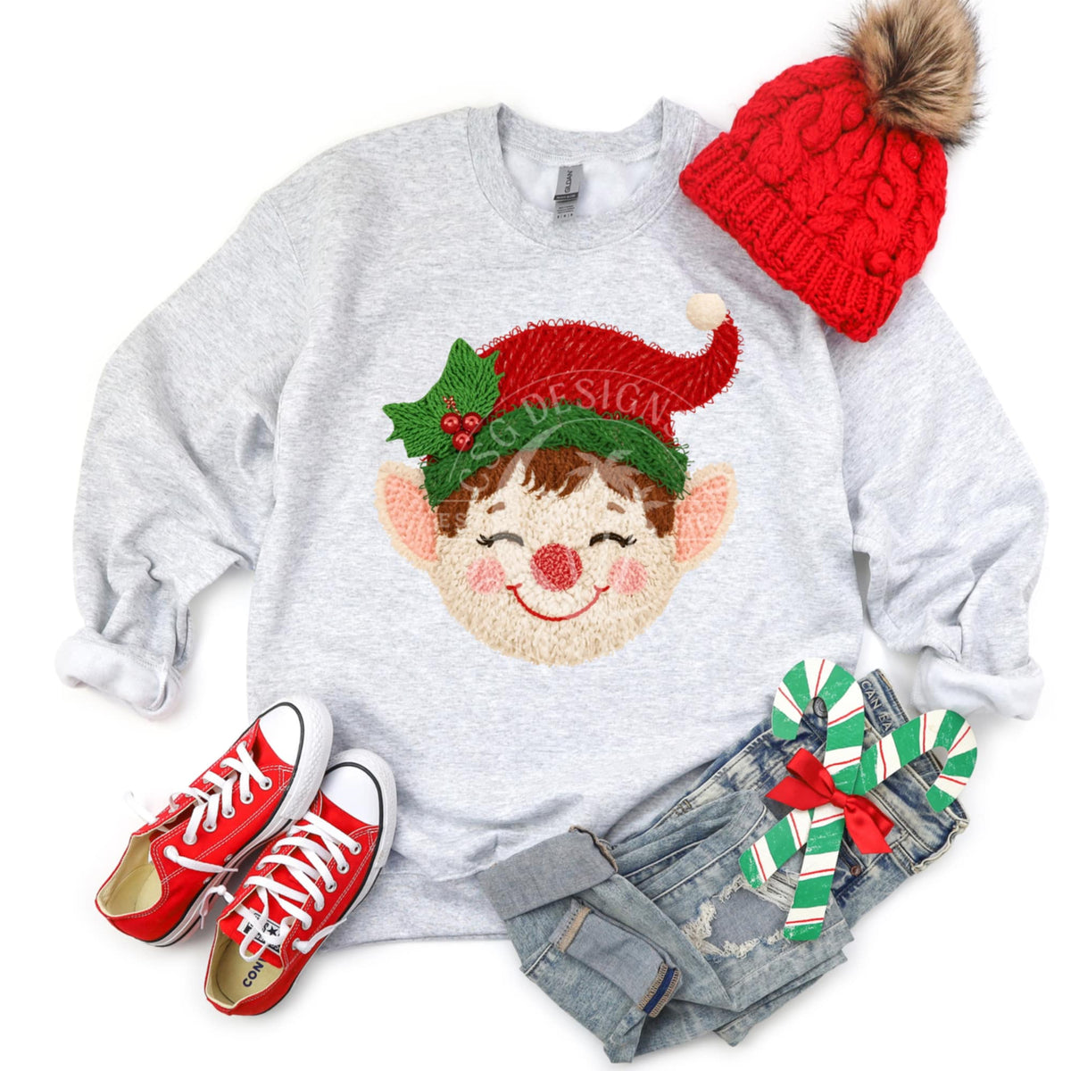 Faux Yarn Elf red nose (CSG) DTF transfer