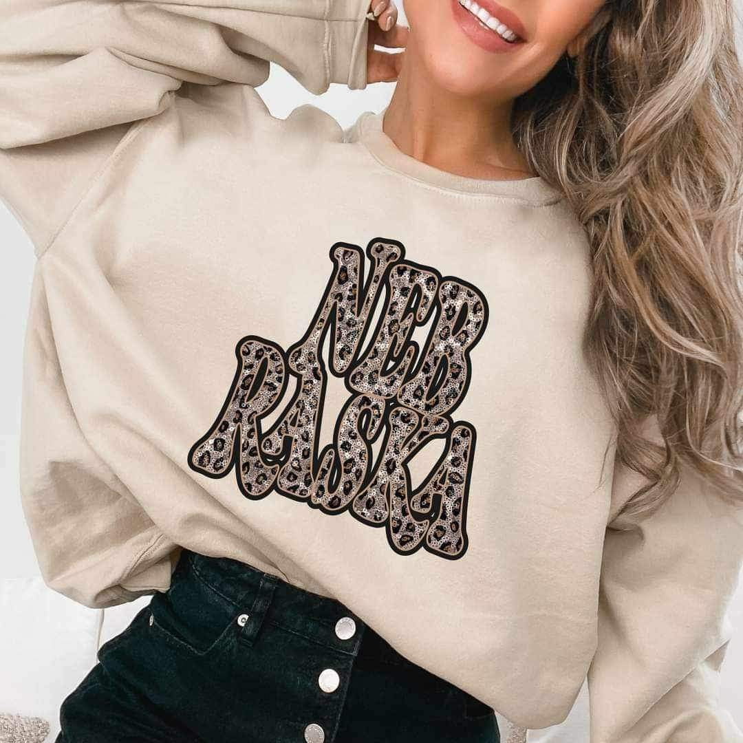 Nebraska sequin leopard 16992 DTF TRANSFER