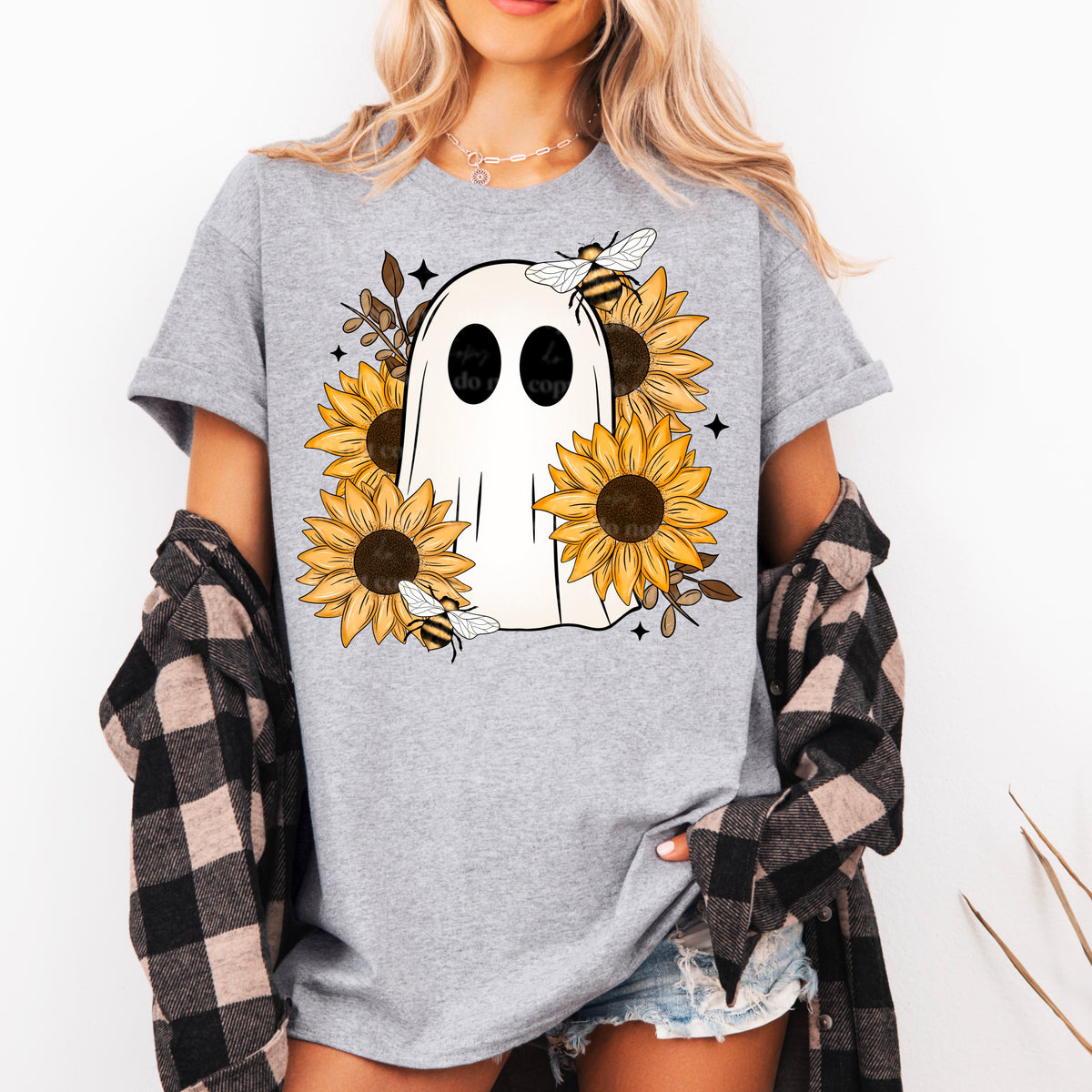 Ghost with sunflowers CSC DTF transfer