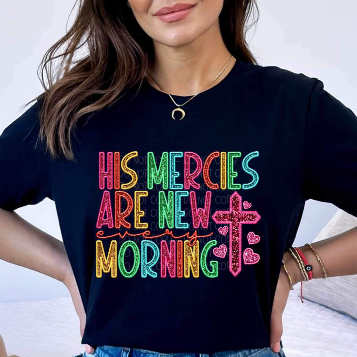 His mercies are new every morning rainbow font 26669 DTF transfe