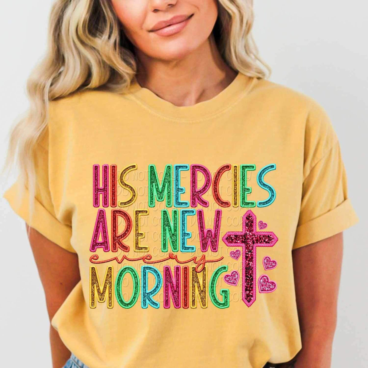 His mercies are new every morning rainbow font 26669 DTF transfe