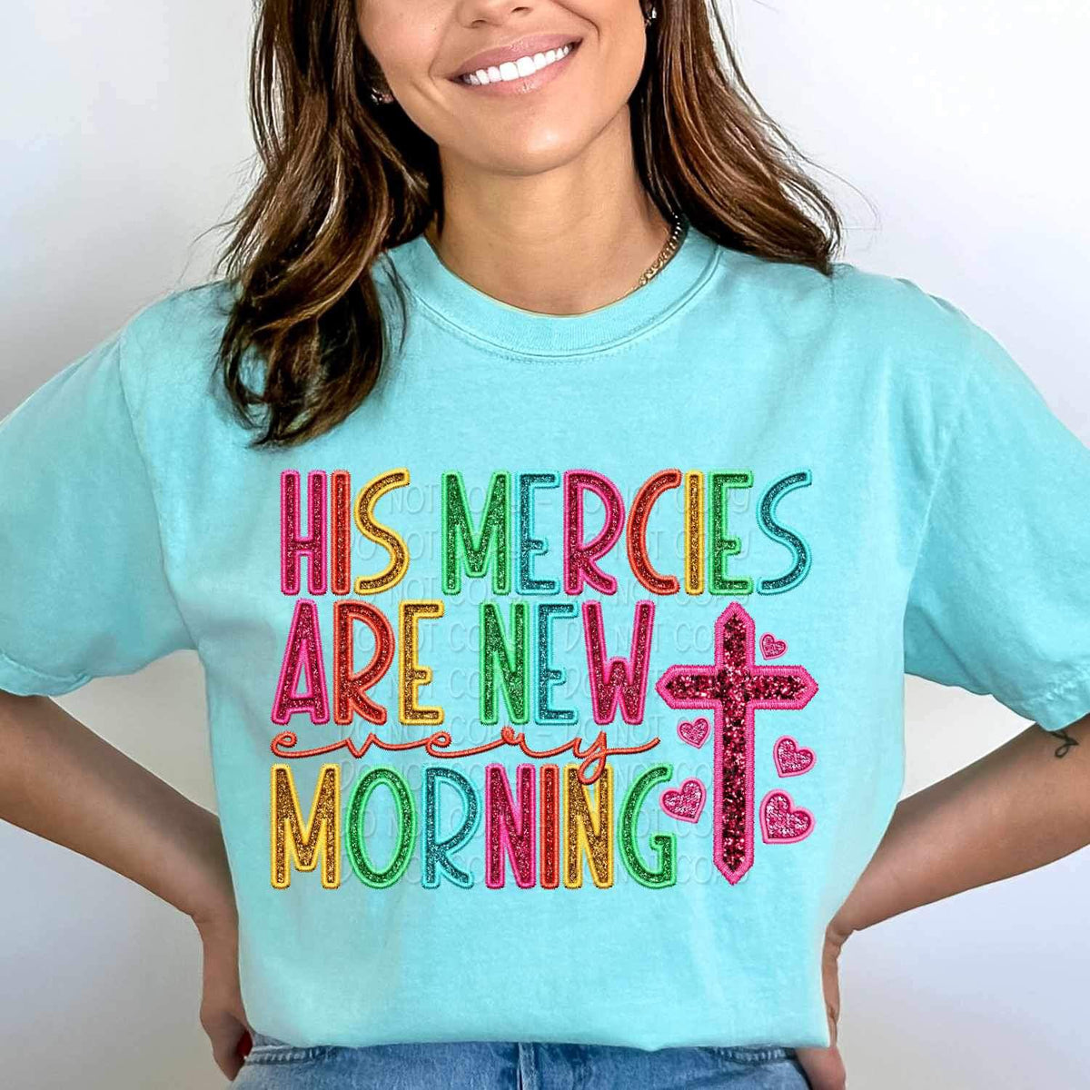 His mercies are new every morning rainbow font 26669 DTF transfe