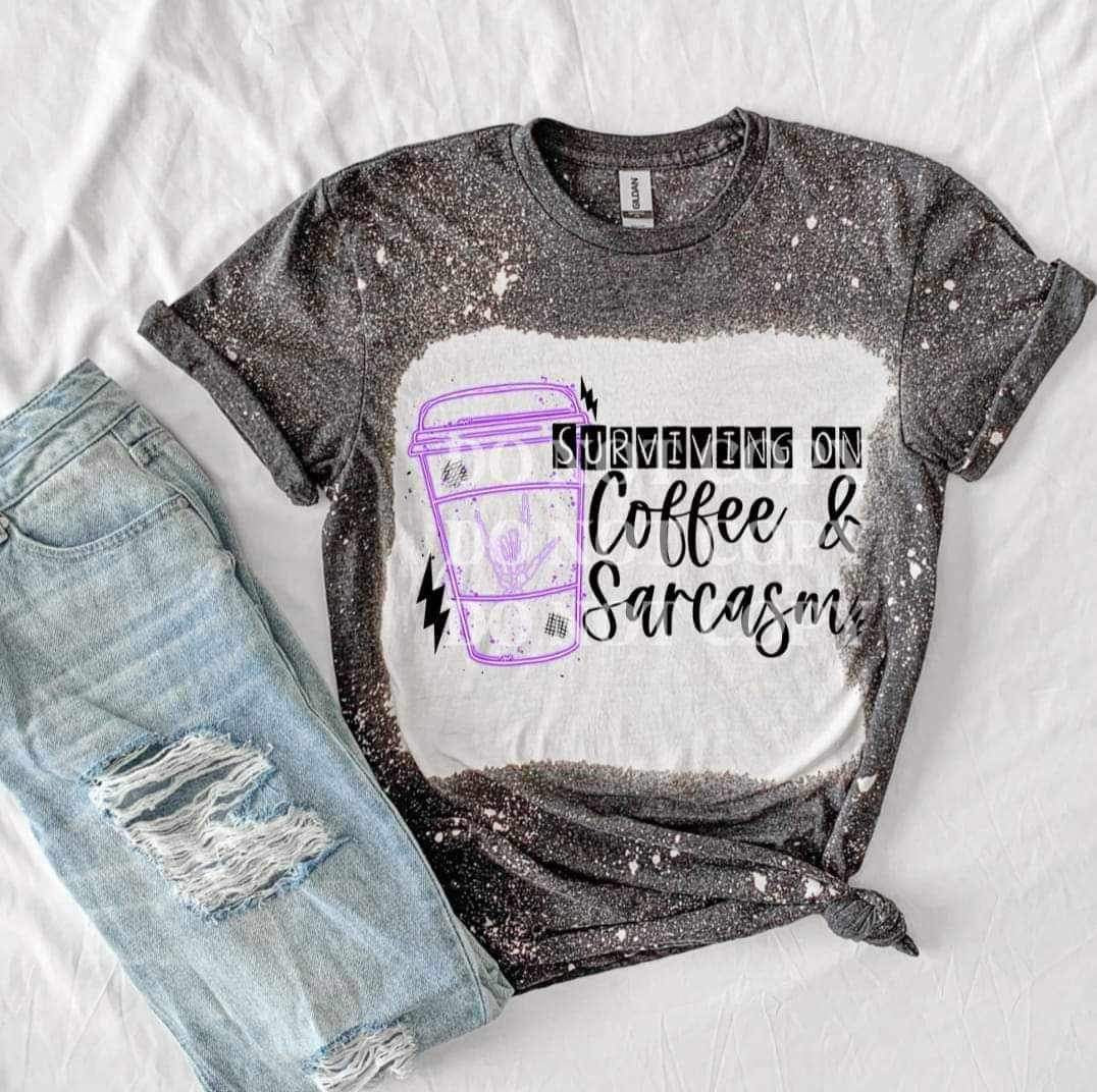 Surviving on coffee and sarcasm purple cup 17019 DTF TRANSFER