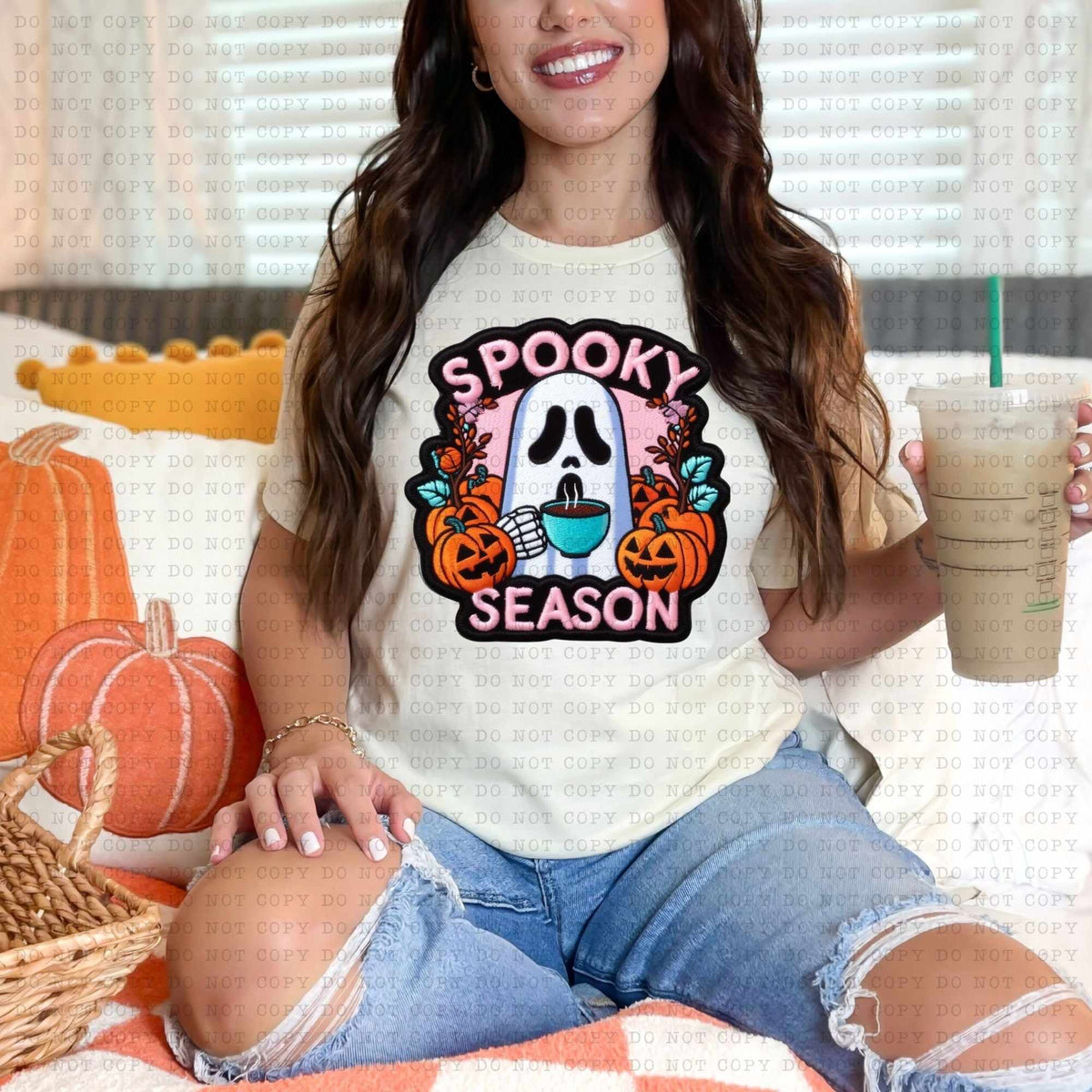 Spooky season ghost pink font (ECHT) 36768 DTF transfer
