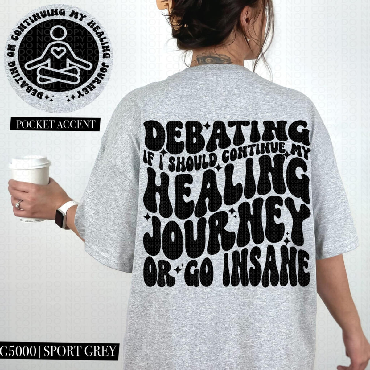 Debating if I should continue my healing journey BLACK BACK (HW) 87315 DTF transfer