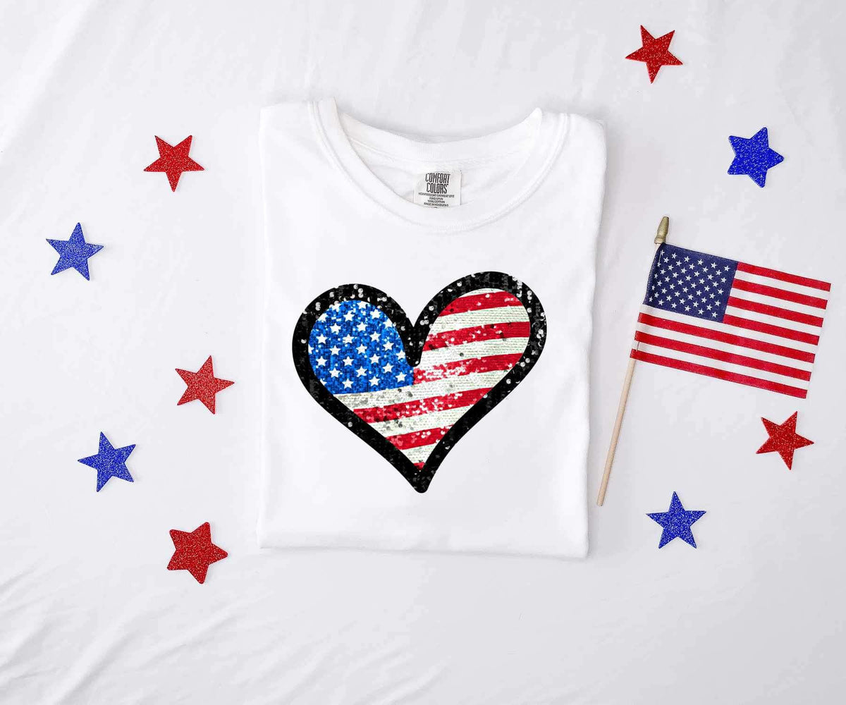 Flag filled heart 26708 DTF transfer