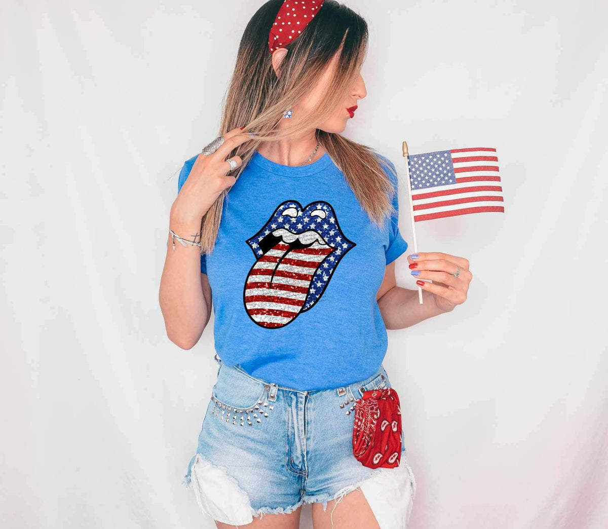 Red white blue tongue 26725 DTF transfer