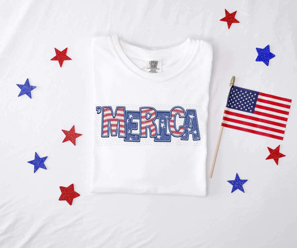 ‘Merica patriotic embroidery 26721 DTF transfer