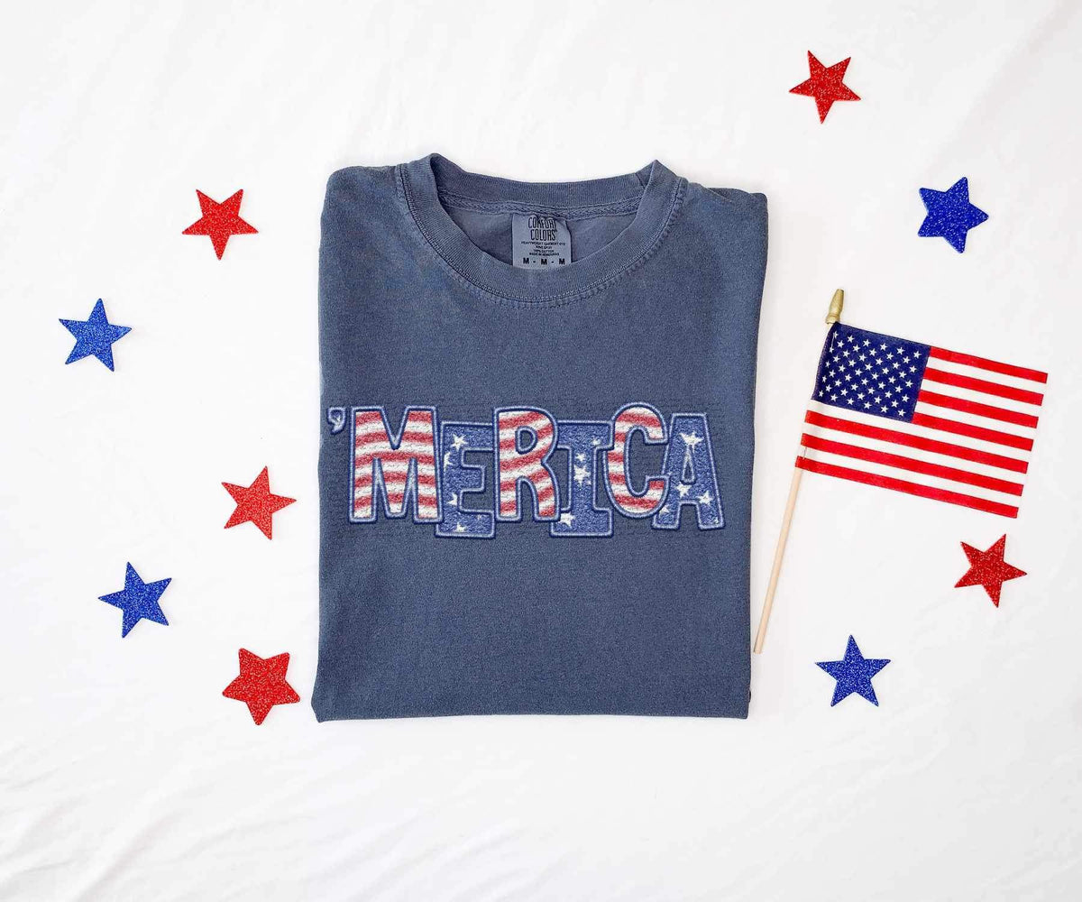 ‘Merica patriotic embroidery 26721 DTF transfer