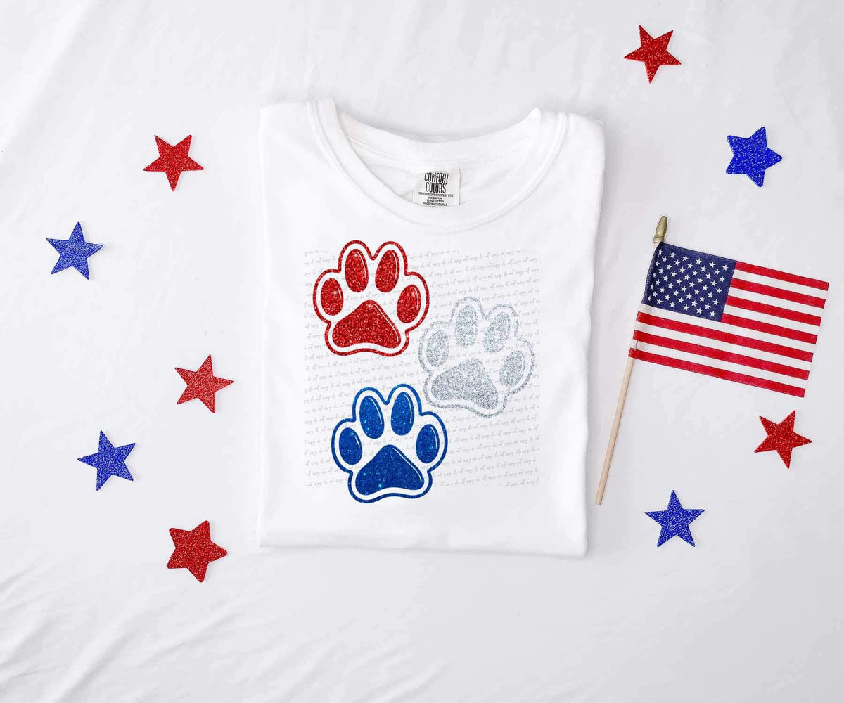 Red white blue paw prints 26723 DTF transfer