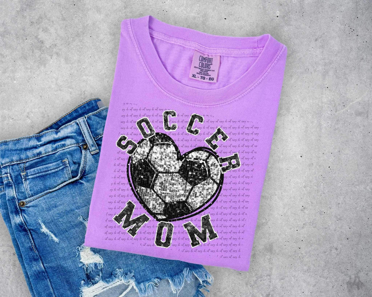 Soccer mom sequin soccer heart 26733 DTF transfer