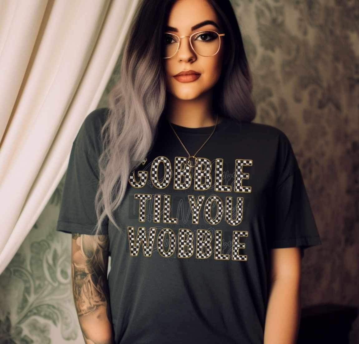 Gobble til you wobble checkered print (COR) 17056 DTF TRANSFER