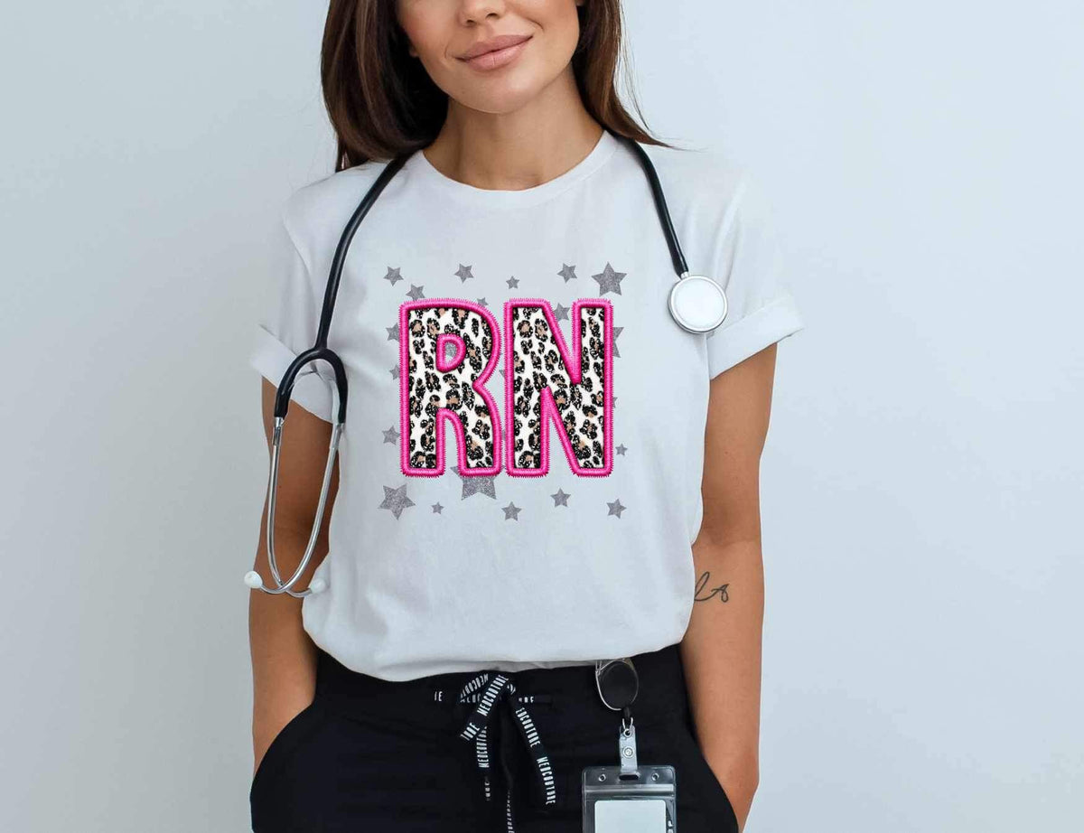 RN leopard filled pink outline 26745 DTF transfer