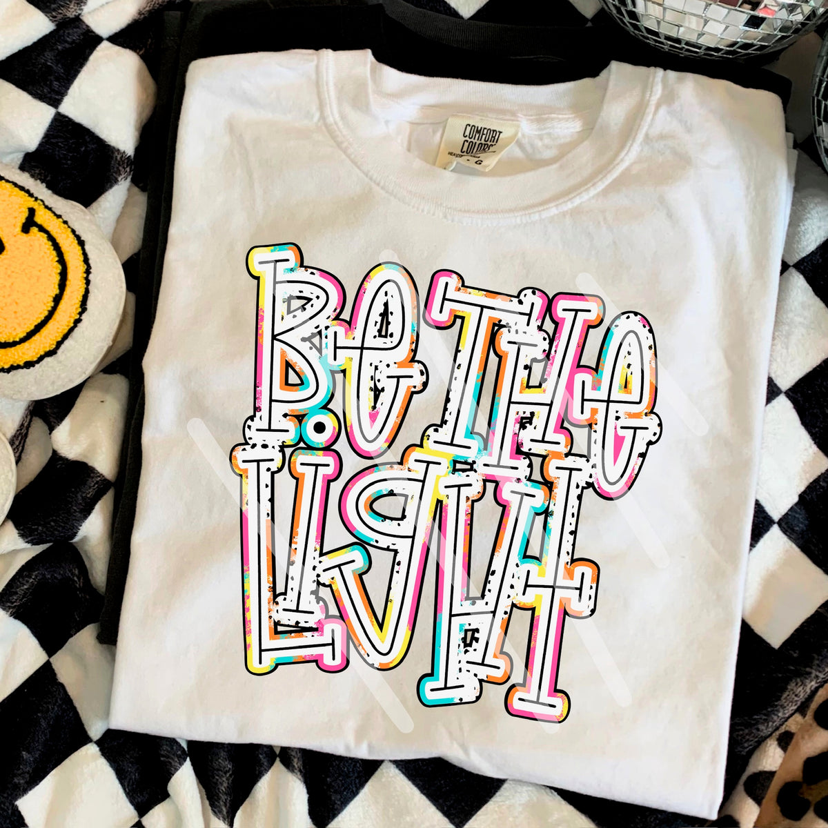 Be the light (colorful Dalmatian font) 110629 DTF transfer