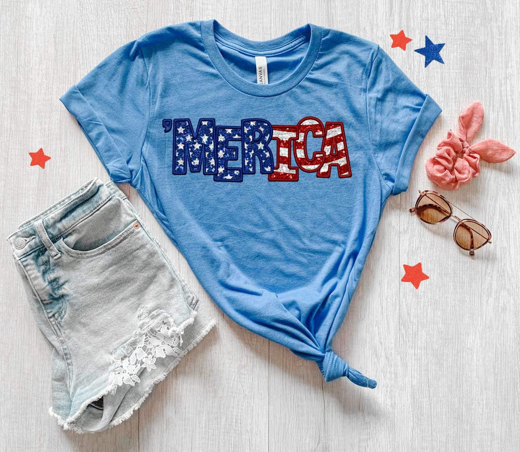 ‘Merica (3 blue letter 3 red white letters) 26720 DTF transfer – Mud ...