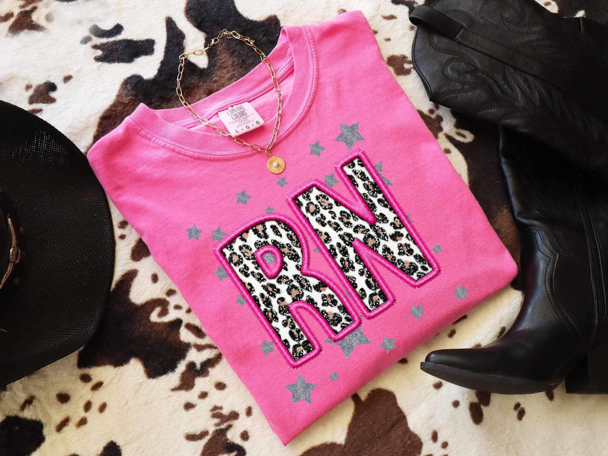 RN leopard filled pink outline 26745 DTF transfer
