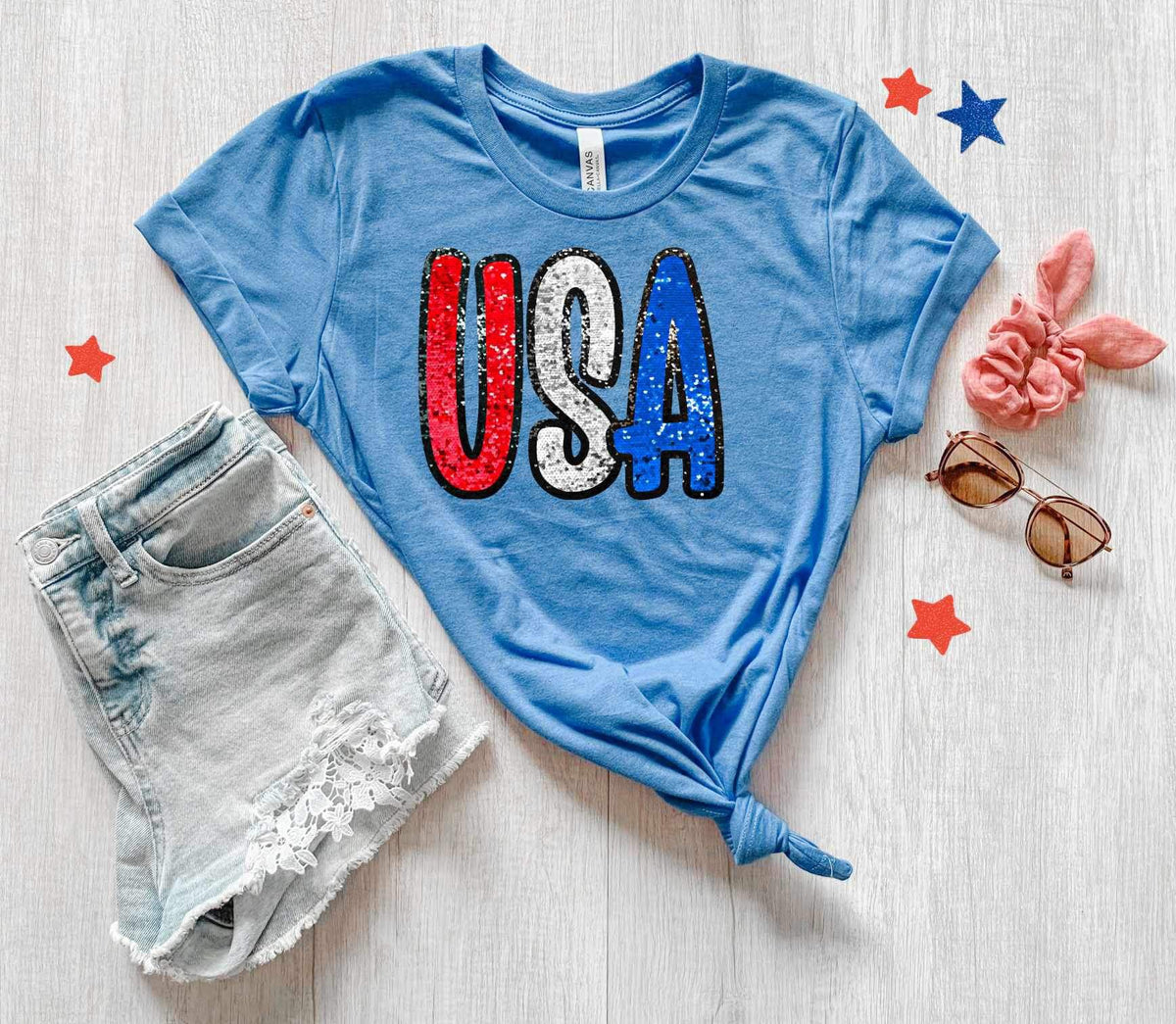 USA red white blue (not embroidered) 26699 DTF transfer