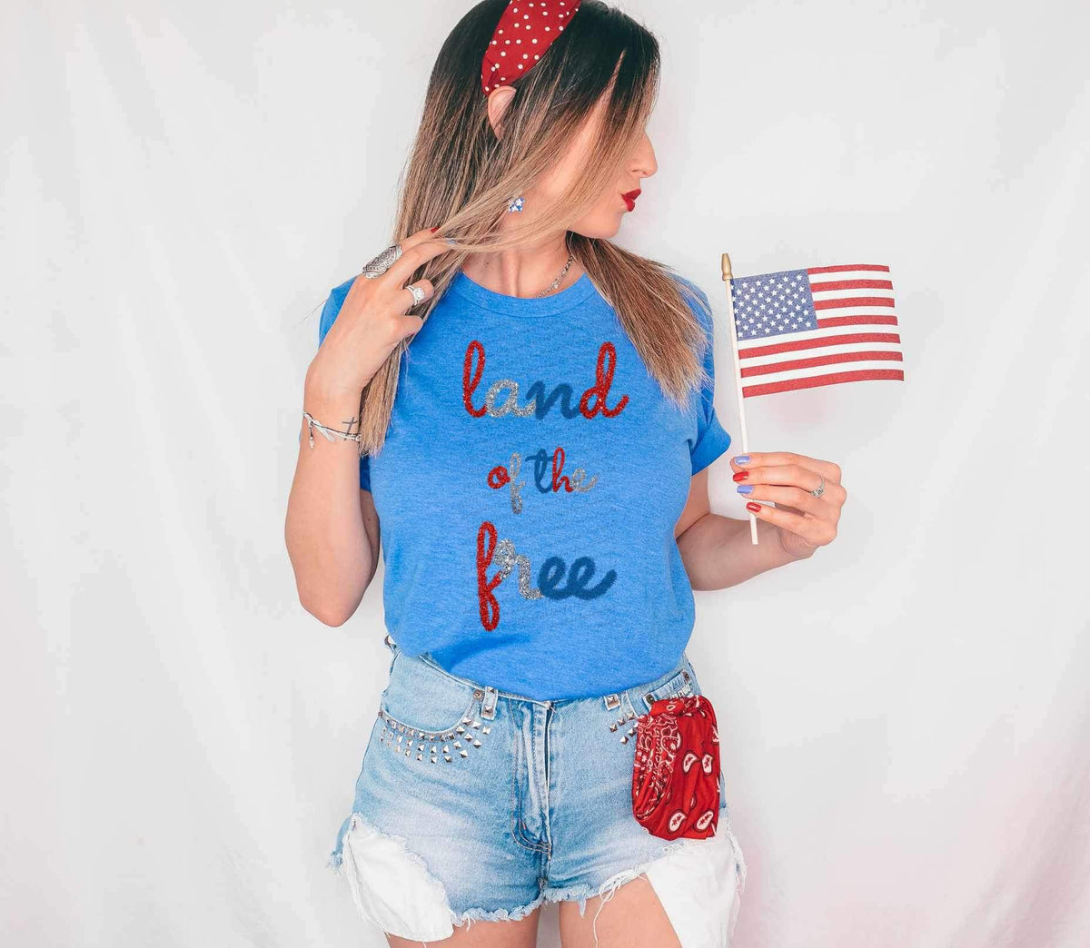 Land of the free tinsel 26718 DTF transfer