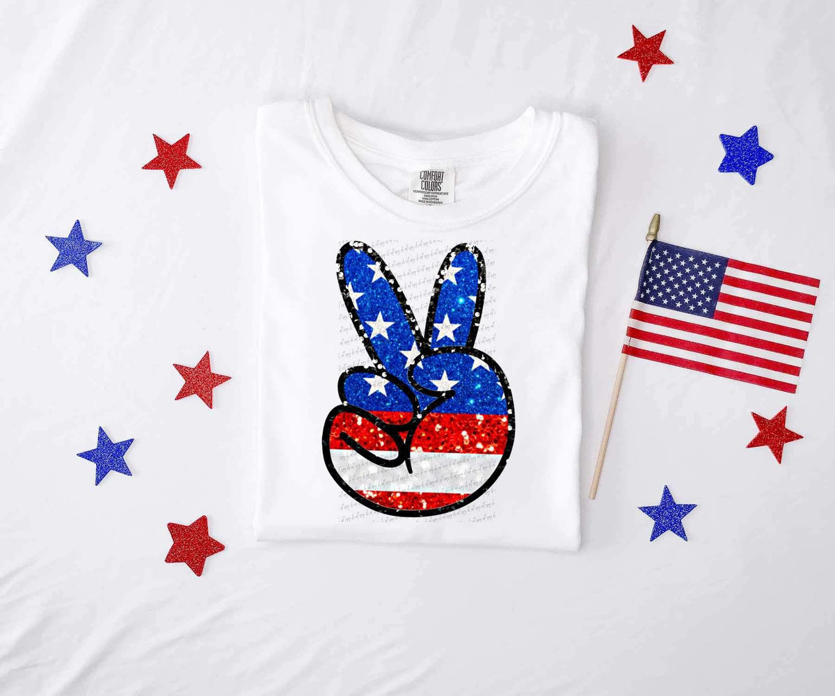 Flag filled peace sign 26706 DTF transfer