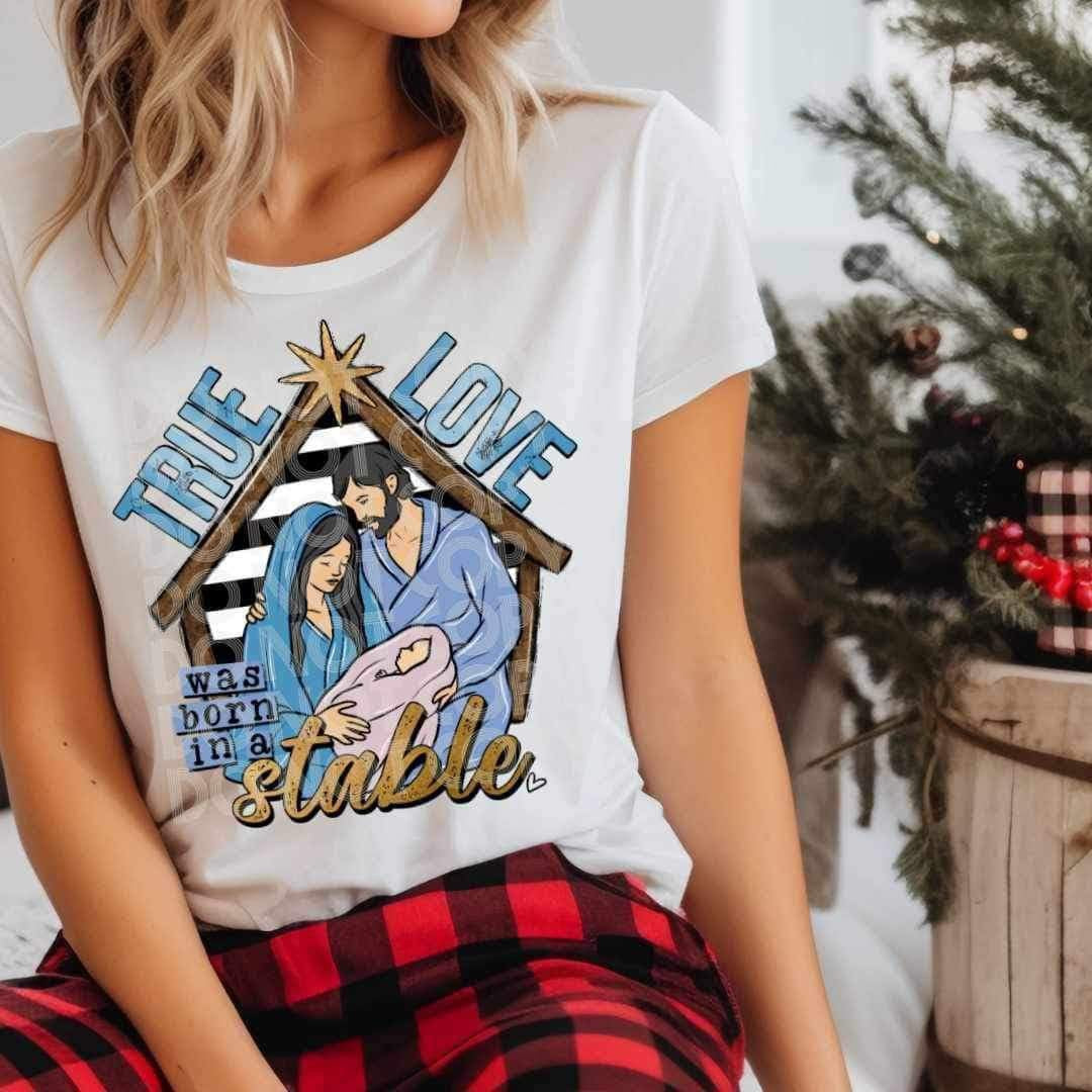 True love was born in a stable manger scene 17076 DTF TRANSFER