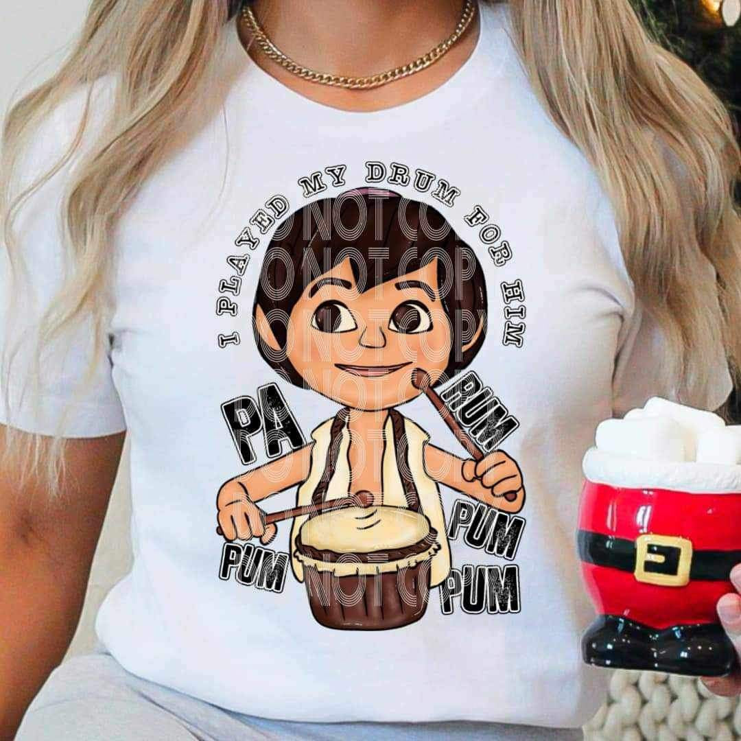 I play my drum for him boy with drums 17070 DTF TRANSFER