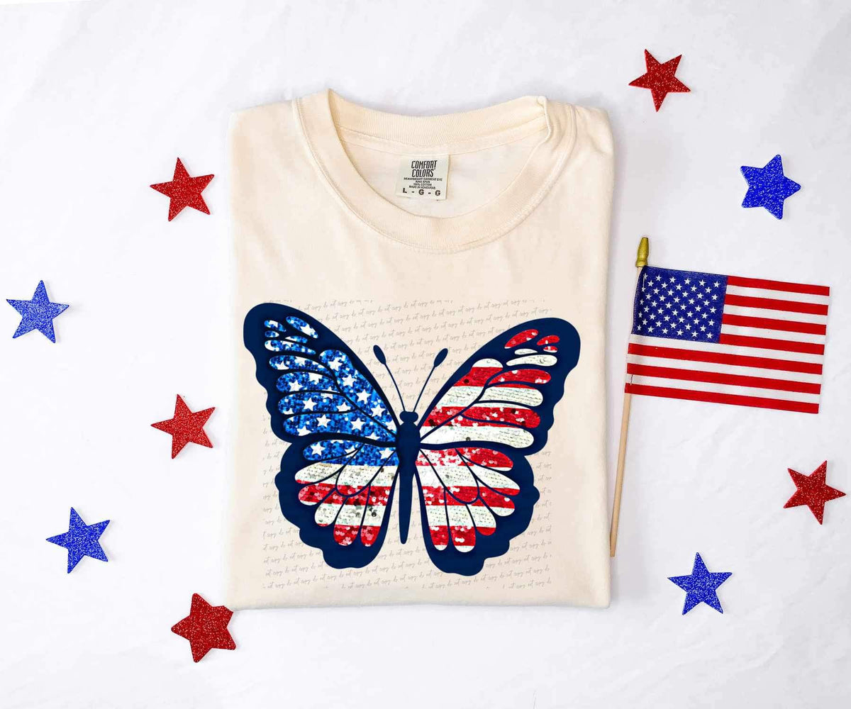 Flag filled butterfly 26705 DTF transfer