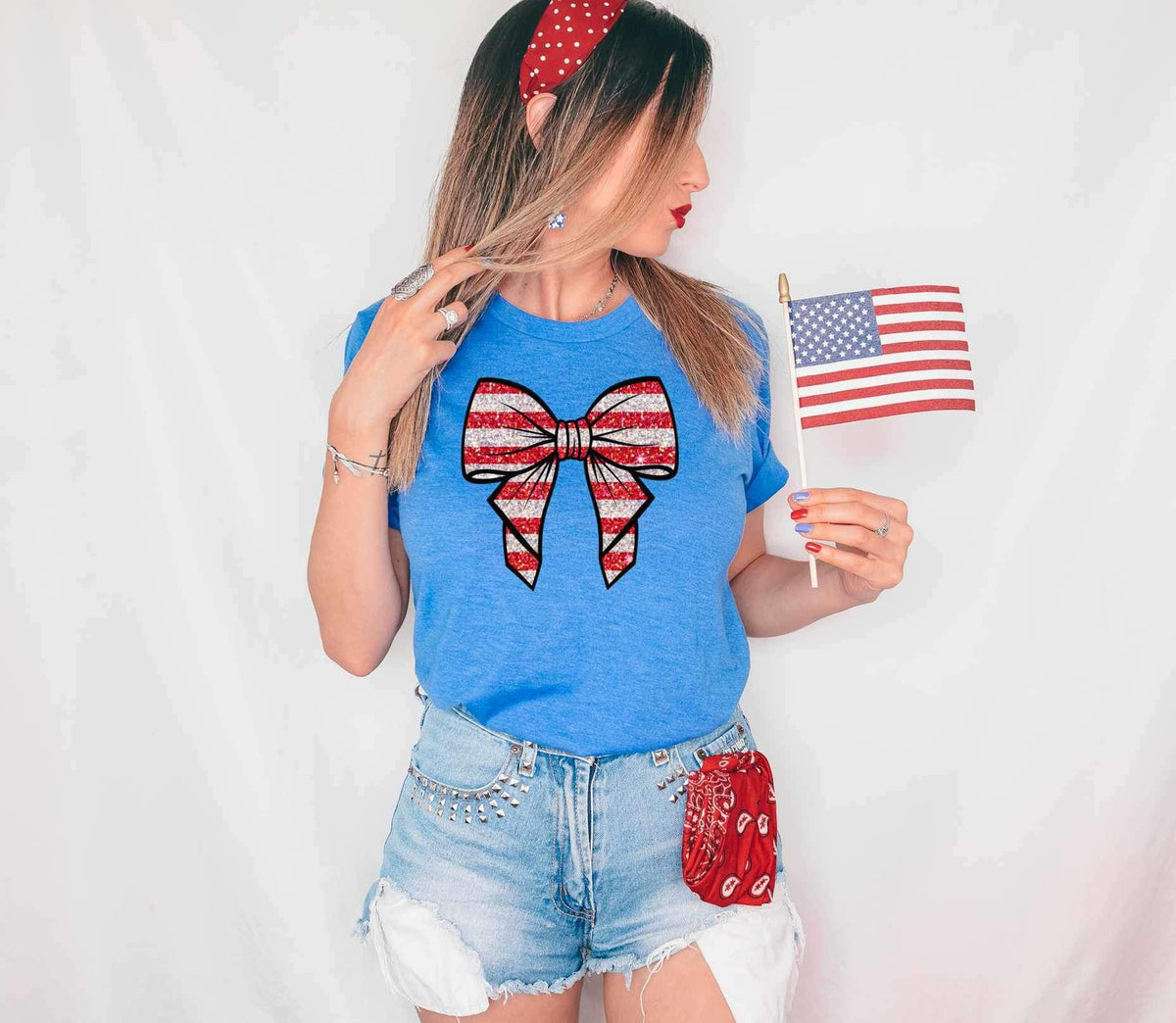 Red and white bow 26703 DTF transfer