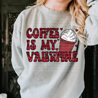 Coffee is my valentine red sequin (cmld) 17097 DTF TRANSFER