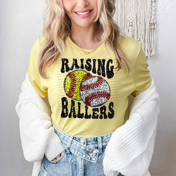 Raising ballers sequin softball and baseball 26729 DTF transfer