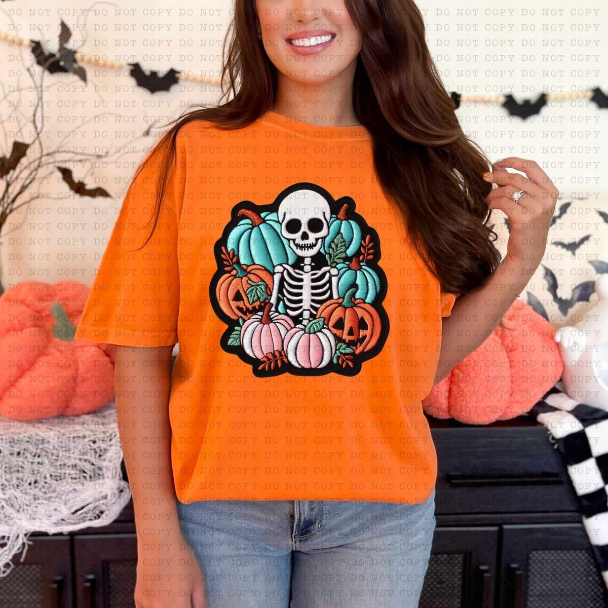 skellie with jack-o-lanterns 36788 DTF transfer