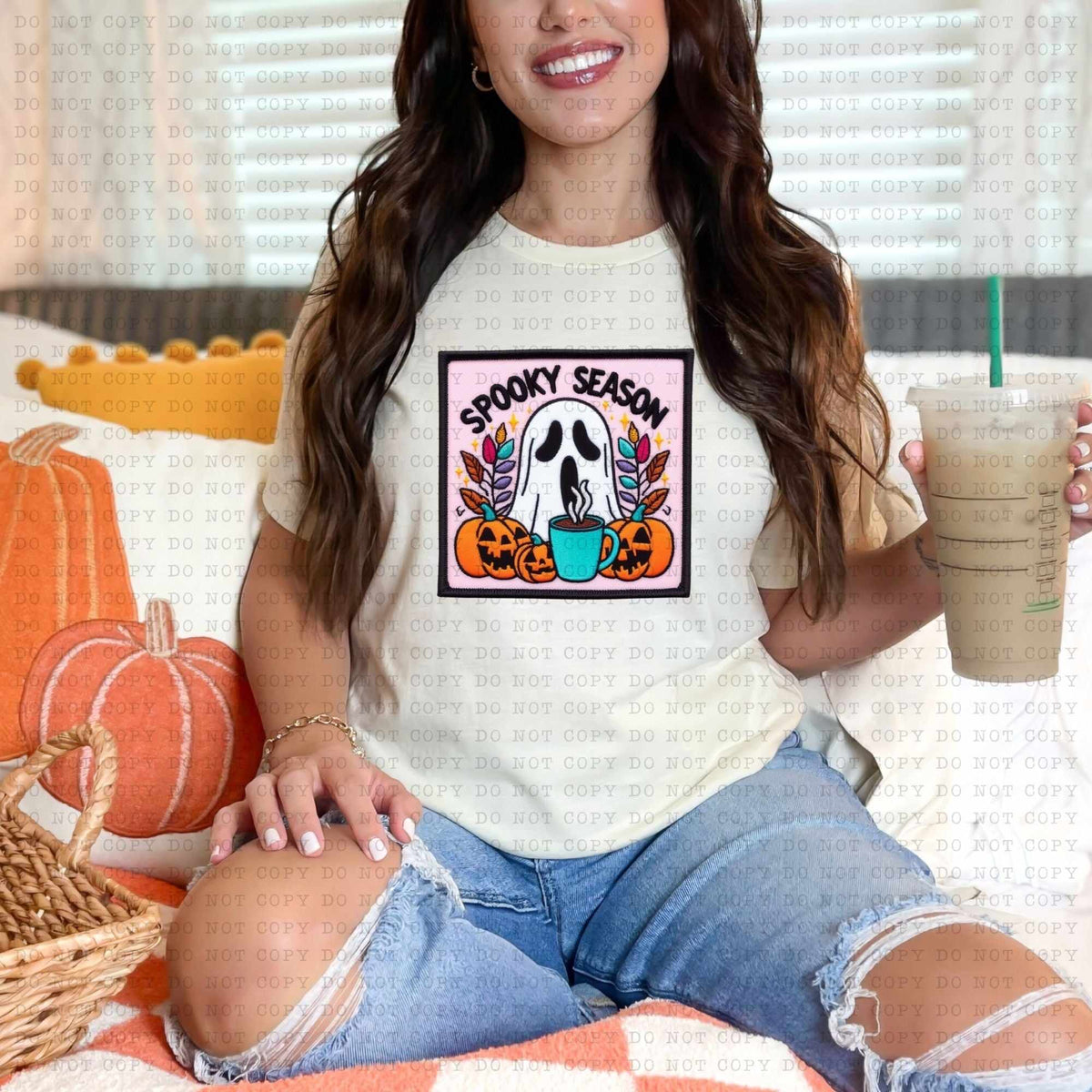 Spooky season ghost square 36791 DTF transfer