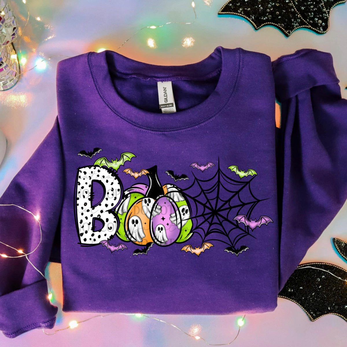 Boo with polka dot B and pumpkin ABD DTF transfer