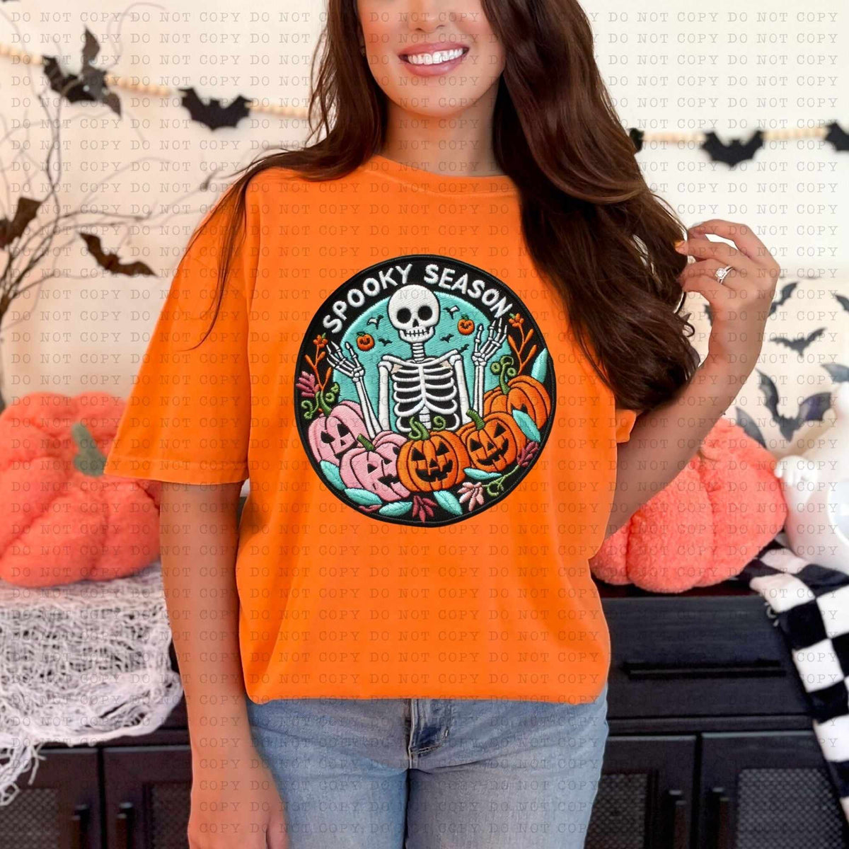 Spooky season 2 pink pumpkins 3 orange pumpkins 36790 DTF transfer