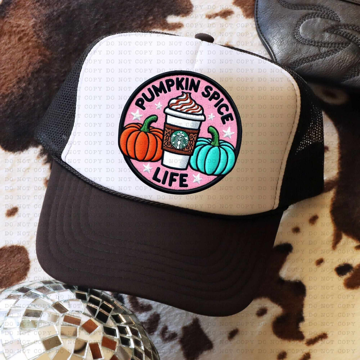 Pumkin spice life whipped topping pink background 36785 DTF transferp