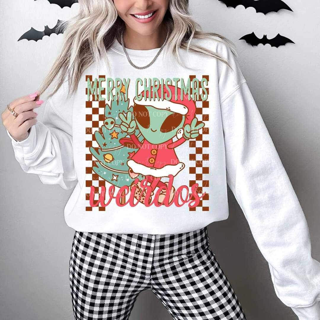 Merry Christmas weirdo alien and tree LYTTLE 17137 DTF TRANSFER