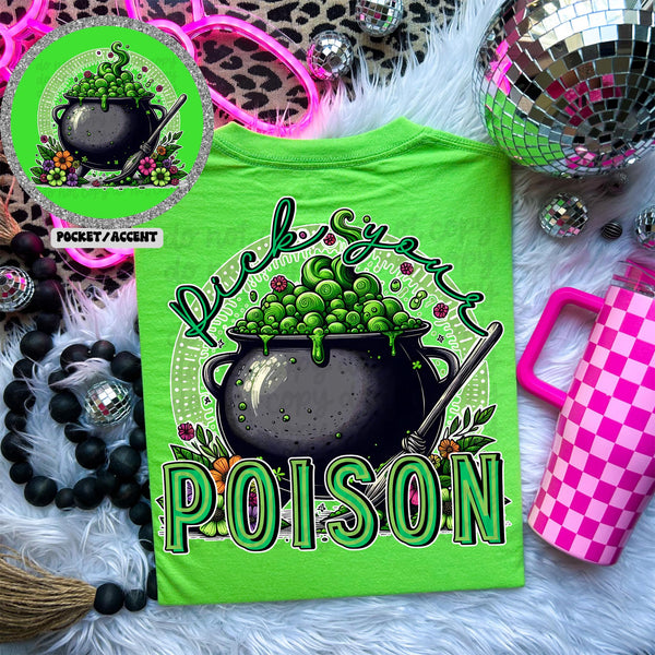 Pick your poison cauldron with green bubbles FRONT ONLY 36794 DTF transfer