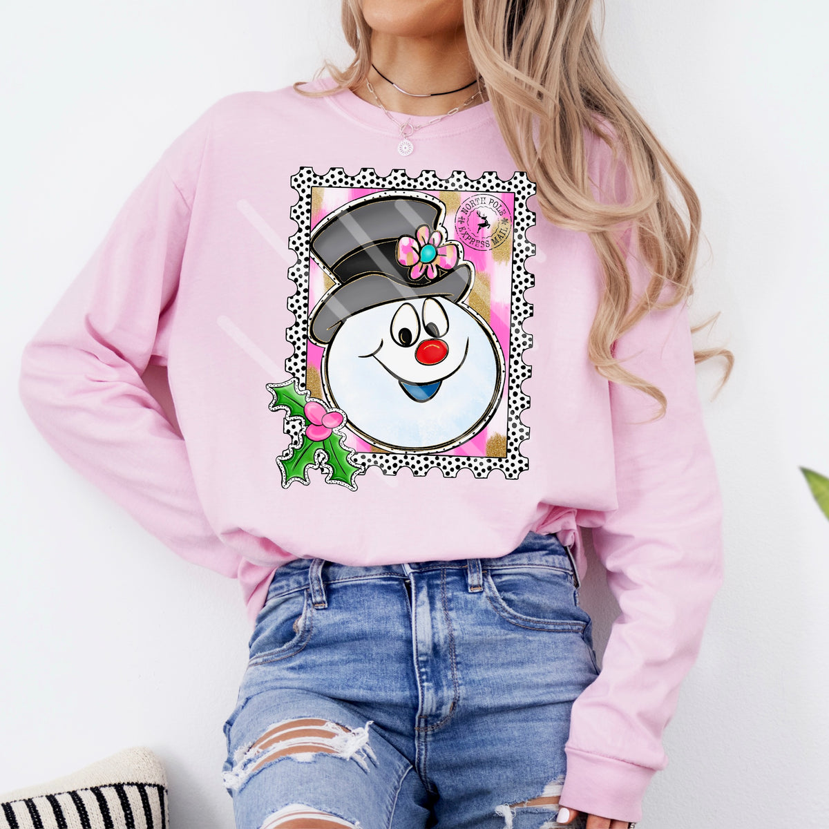 The Snowman Polka Dot Stamp 110554 DTF transfer