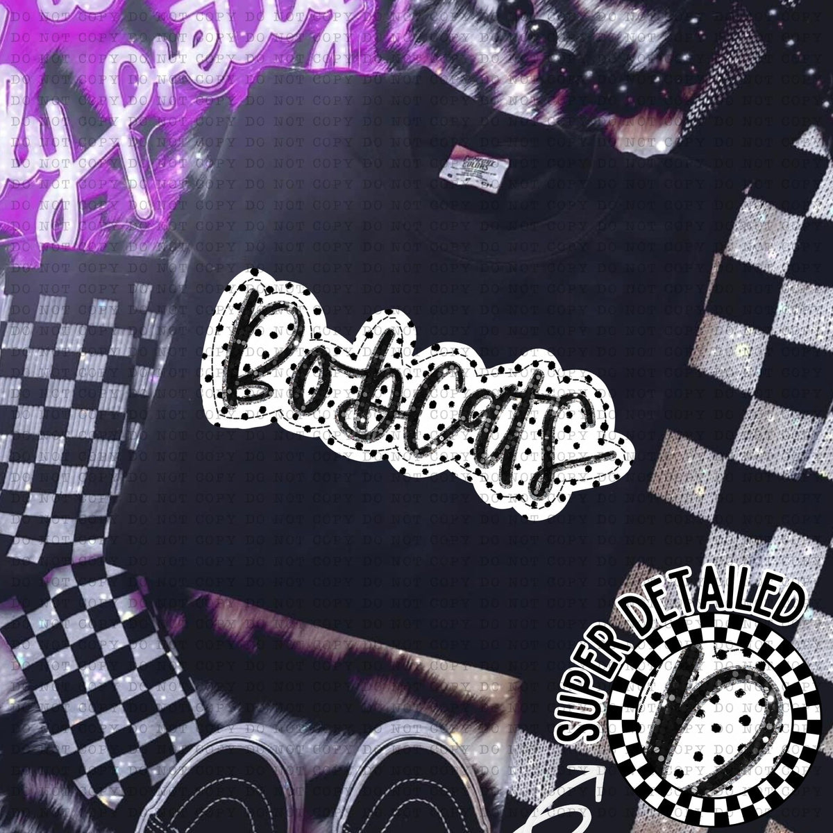 Bobcats mascot polka dots 30967 DTF transfer