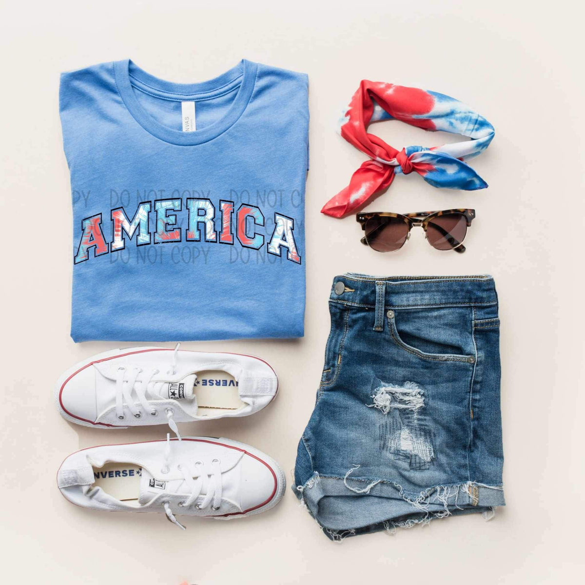 America red white blue tie dye (SWD) 26762 DTF transfer