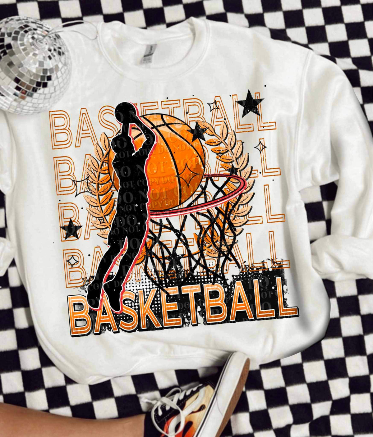 Basketball stacked orange (AG) 26789 DTF transfer