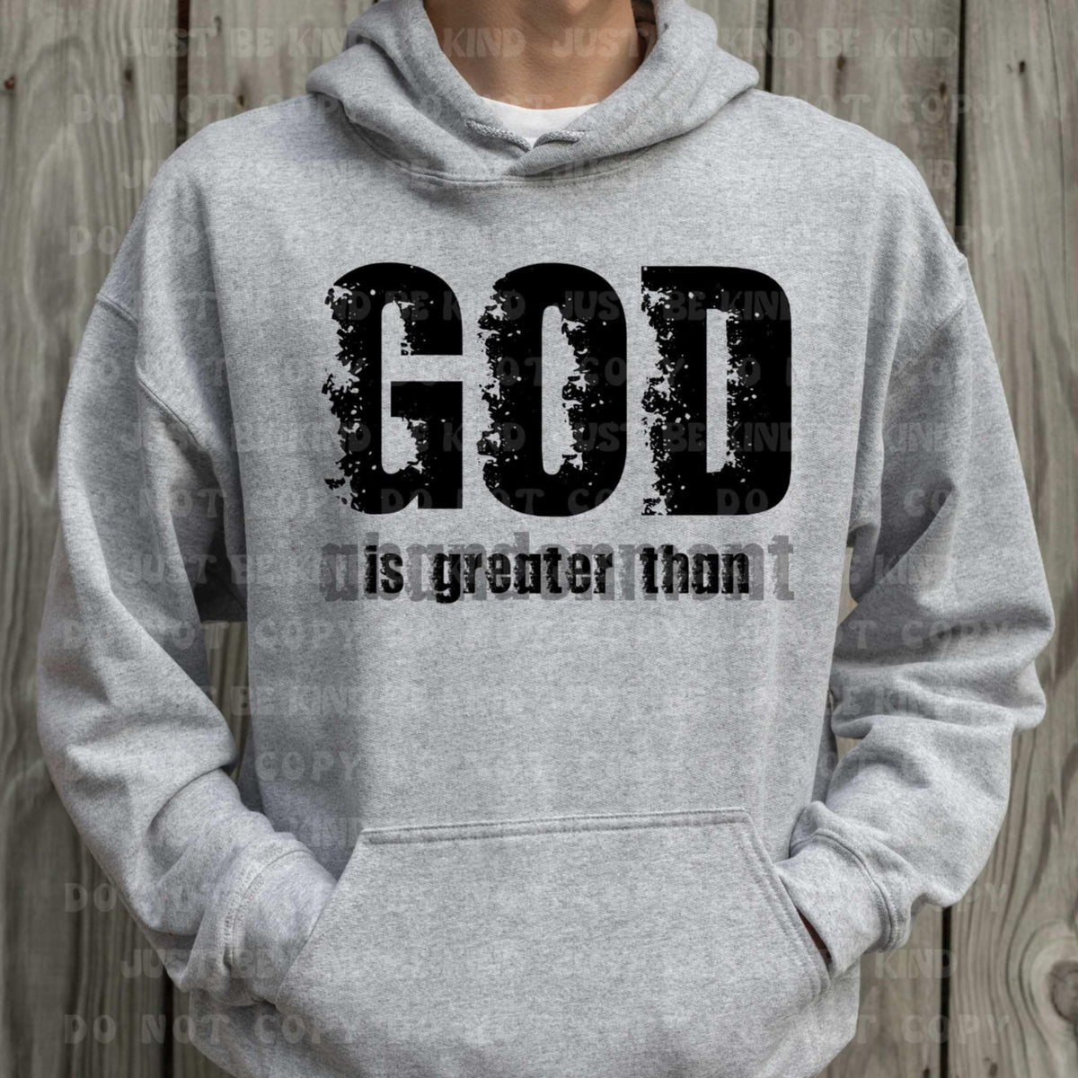 God is greater than black grunge  (VLB) 87388 DTF transfer