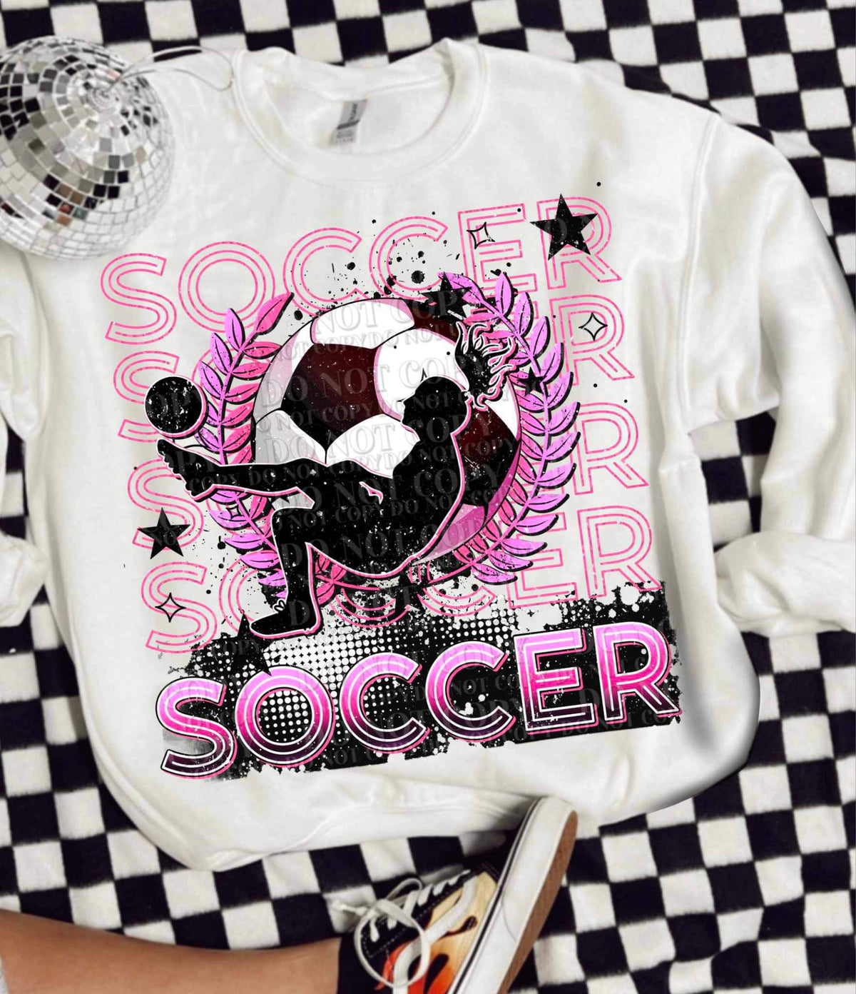Soccer stacked pink (AG) 26794 DTF transfer
