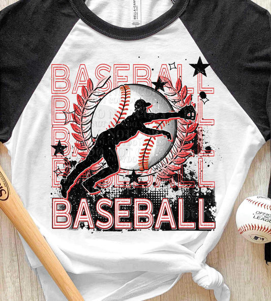 Baseball stacked red (AG) 26798 DTF transfer