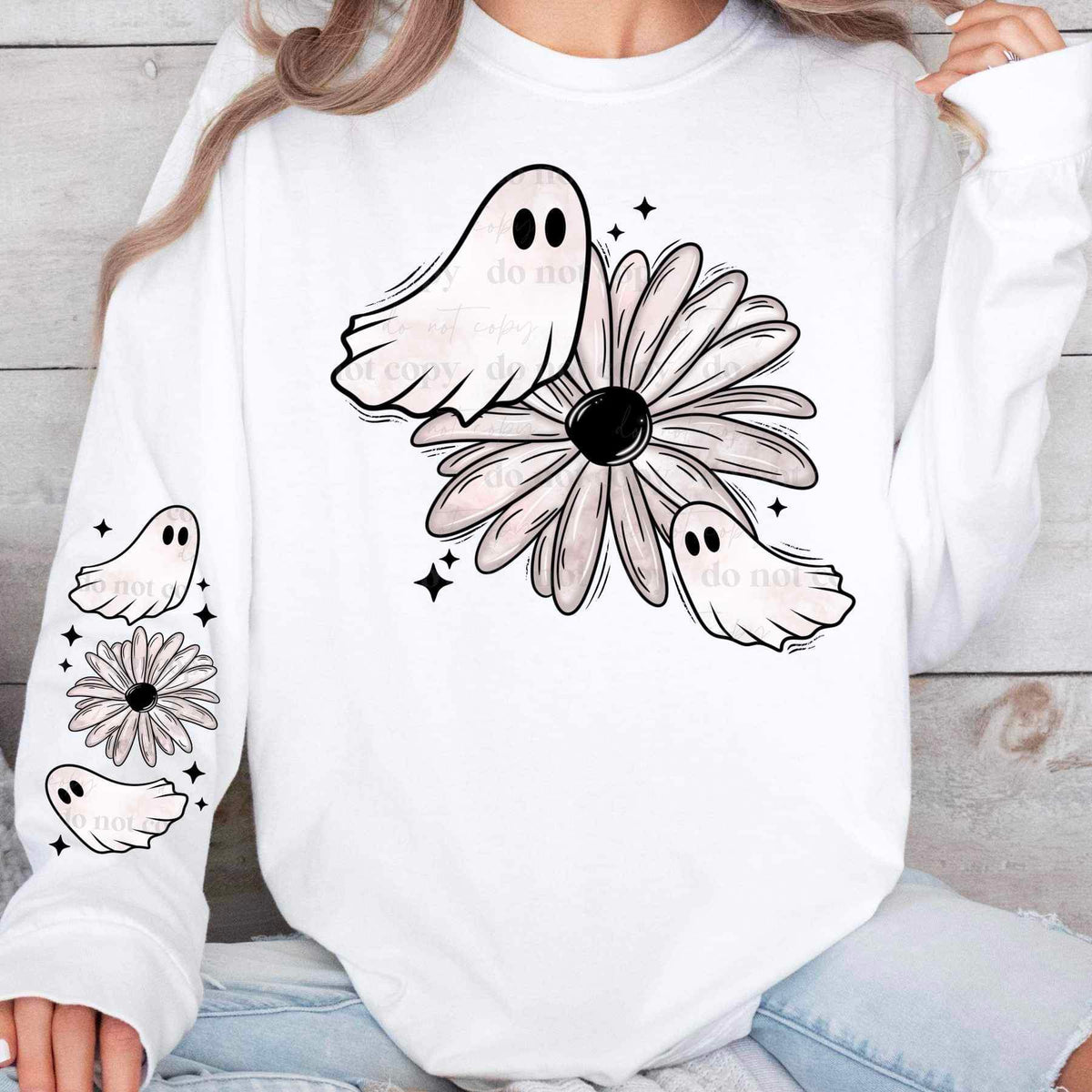 Ghosts and flower FRONT 17235 DTF TRANSFER