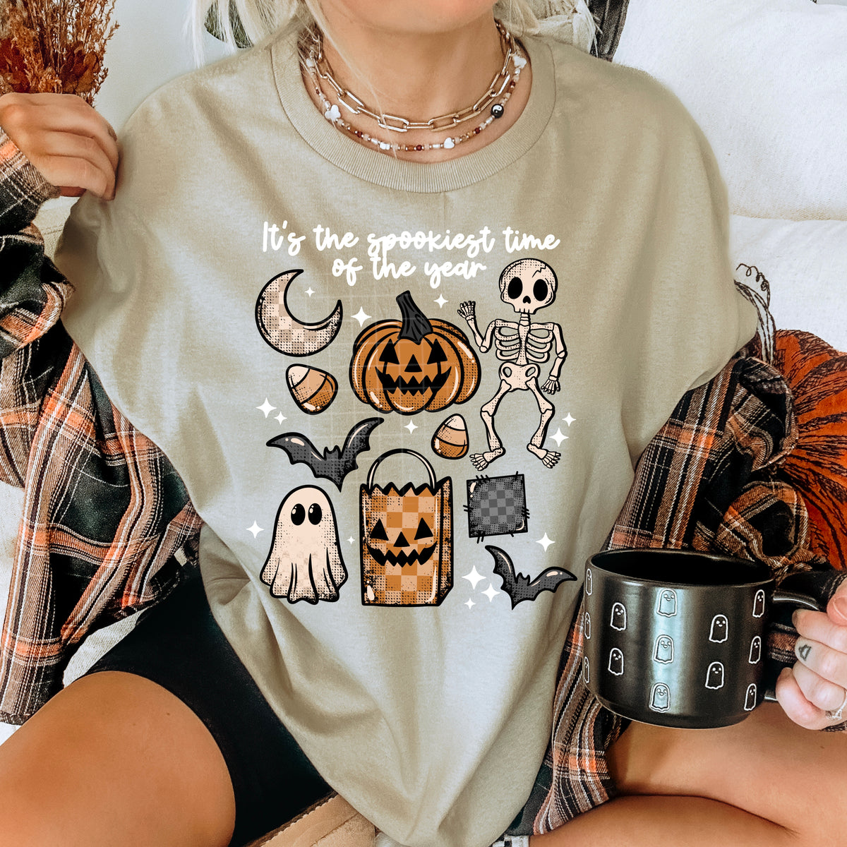 Spookiest time of the year white words CSC DTF transfer