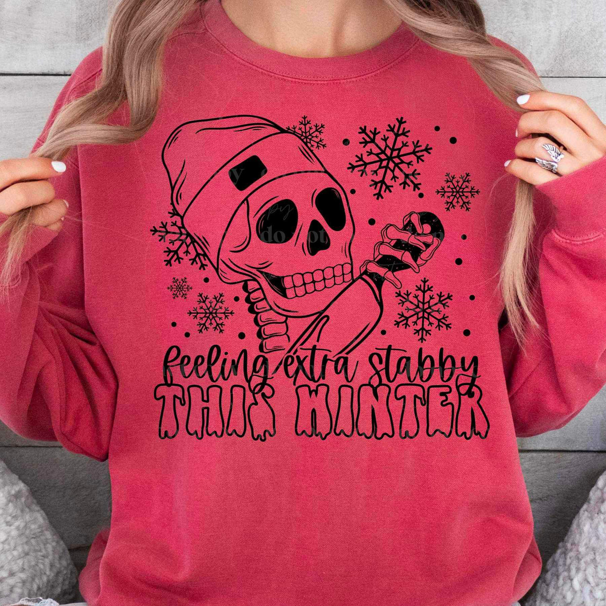 Feeling extra stabby this winter BLACK with skellie 17187 DTF TRANSFER
