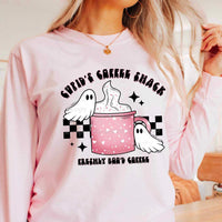 Cupids coffee shack freshly boo’d coffee ghosts with pink mugs 17191 DTF TRANSFER