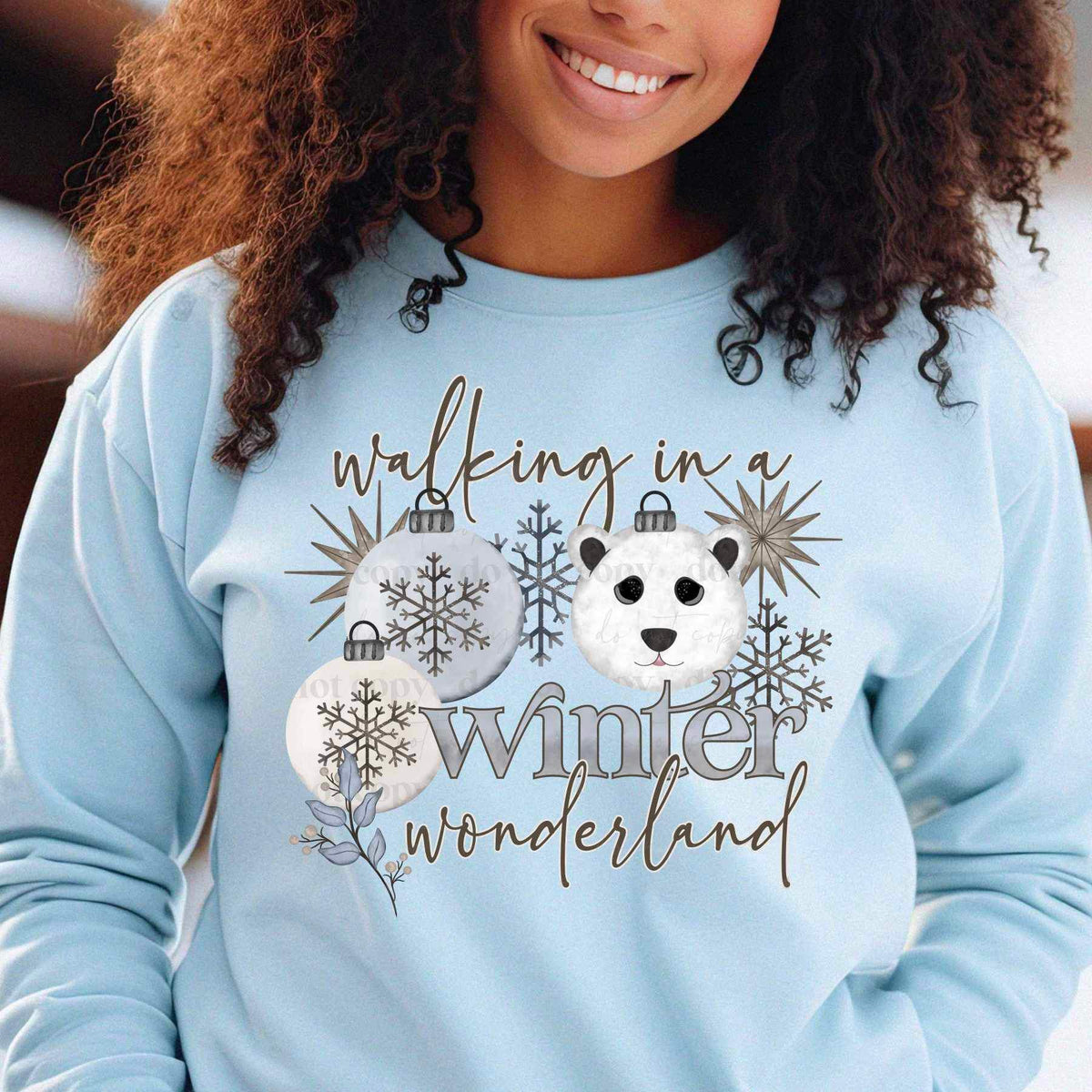 Walking in a winter wonderland with ornaments 17222 DTF TRANSFER